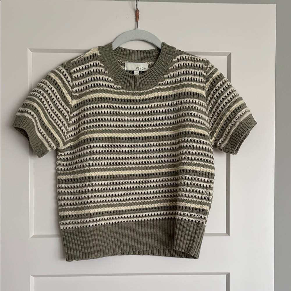 Pinch Olive and Cream Knit Sweater